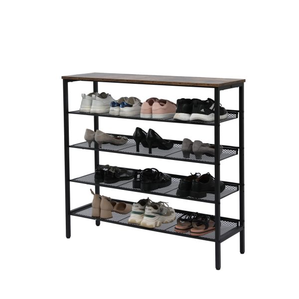 5-Tier Large Shoe Rack Shelf Stand Flat & Slant Adjustable Storage Organizer 100 cm