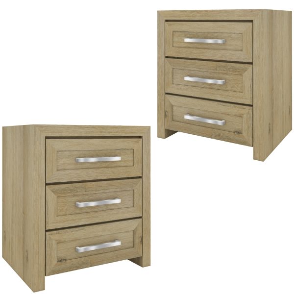 Gracelyn Set of 2 Bedside Nightstand 3 Drawers Bed Storage Cabinet – Smoke