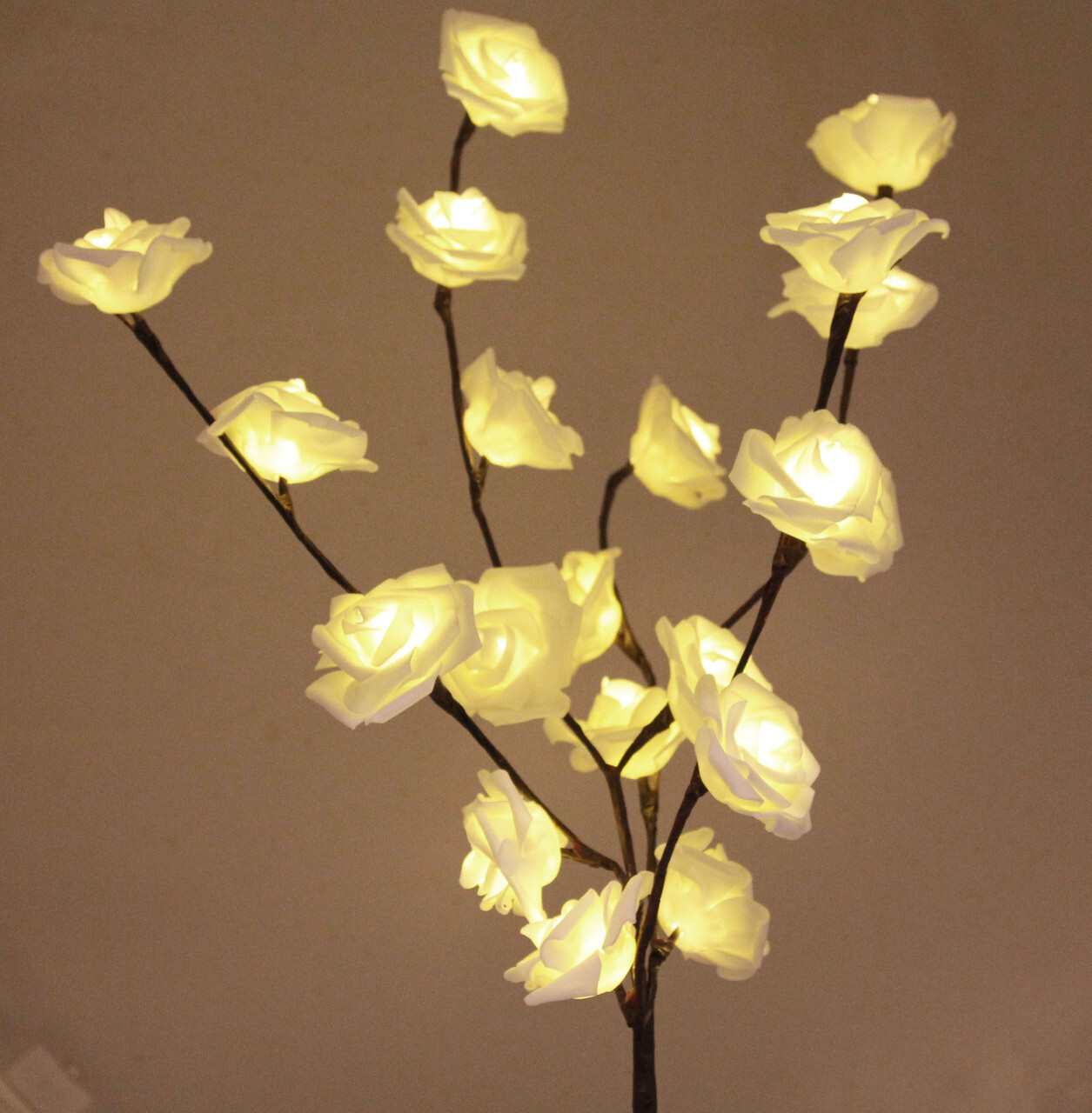 1 Set of 50cm H 20 LED White Rose Tree Branch Stem Fairy Light Wedding Event Party Function Table Vase Centrepiece Decoration