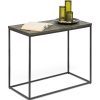 Rogerstone Black Sofa Side Table with Textured Wood Top