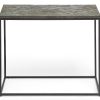 Rogerstone Black Sofa Side Table with Textured Wood Top