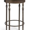 Torquay Wooden Round Side Table with Finial Legs in Dark French Brass Finish