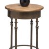 Torquay Wooden Round Side Table with Finial Legs in Dark French Brass Finish