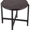 Jefferson Small Round Iron Black Side Table with Copper Finish Top