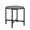 Jefferson Small Round Iron Black Side Table with Copper Finish Top