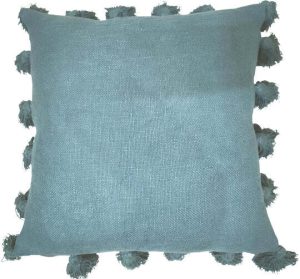 Blue cushion with tassels 45×45 cm