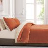 2 in 1 Teddy Sherpa  Quilt Cover Set and Blanket single size terracotta