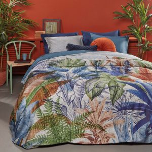 Isla Blue Cotton Sateen Quilt Cover Set King