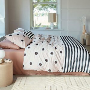 Stripe and Eye Natural Cotton Quilt Cover Set King