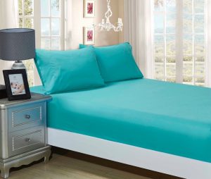 1000TC Ultra Soft Fitted Sheet & 2 Pillowcases Set – Double Size Bed – Teal