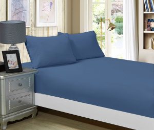 1000TC Ultra Soft Fitted Sheet & 2 Pillowcases Set – Double Size Bed – Greyish Blue