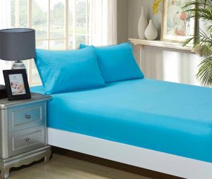 1000TC Ultra Soft Fitted Sheet & Pillowcase Set – Single Size Bed – Light Blue