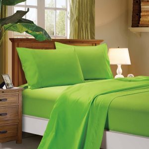 1000TC Ultra Soft Super King Size Bed Green Flat & Fitted Sheet Set