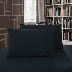 1000TC Premium Ultra Soft King size Pillowcases 2-Pack – Black