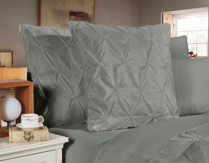 Diamond Pintuck Premium Ultra Soft European Pillowcases 2-Pack – Grey
