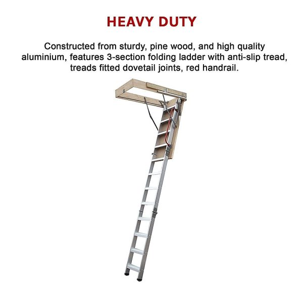 Deluxe Aluminium Attic Loft Ladder – 2700mm to 3050mm