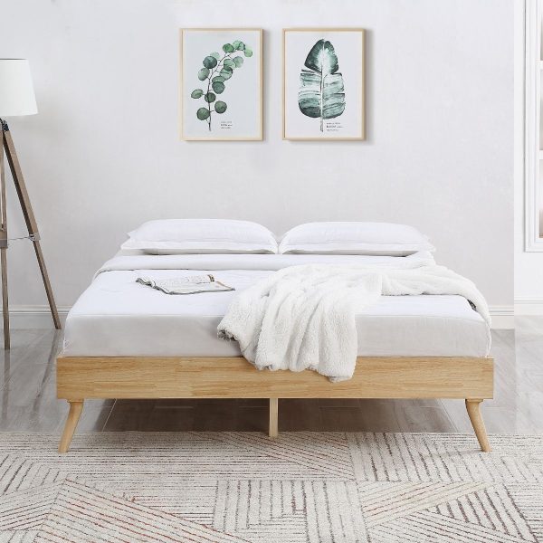 Natural Oak Ensemble Bed Frame Wooden Slat