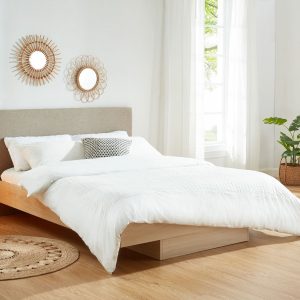 Cabarita Natural Oak Wood Floating Bed Frame King