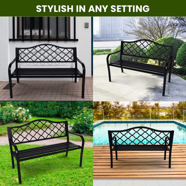 Wallaroo Steel Outdoor Garden Bench – Elegant