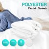 Heated Electric Blanket Double Size Fitted Polyester Underlay Winter Throw – White