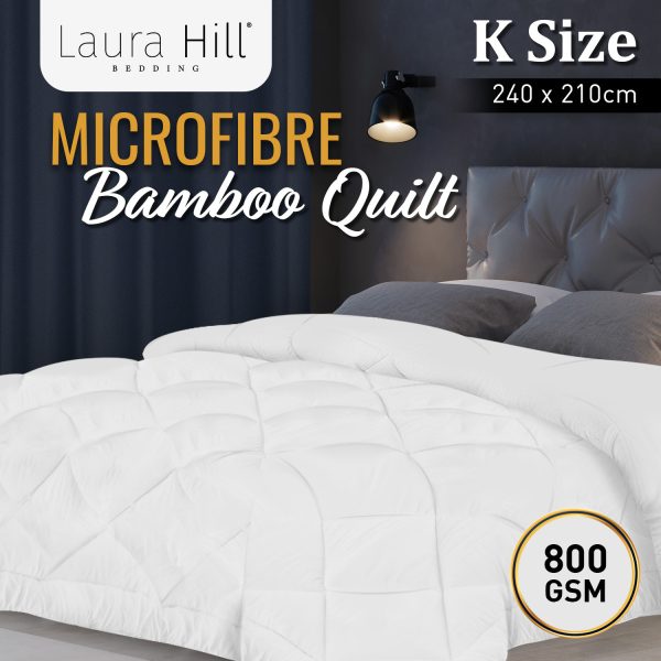 Laura Hill 800GSM Microfibre Bamboo Quilt Comforter Doona – King