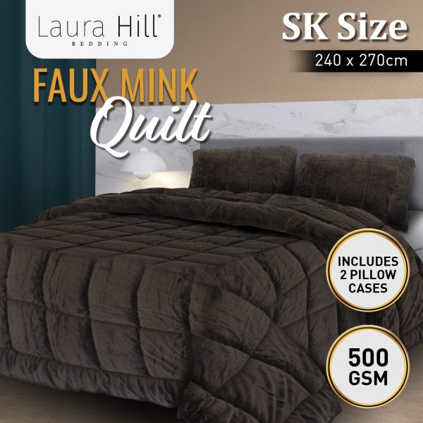 Laura Hill 500GSM Faux Mink Quilt Comforter Doona – Super King