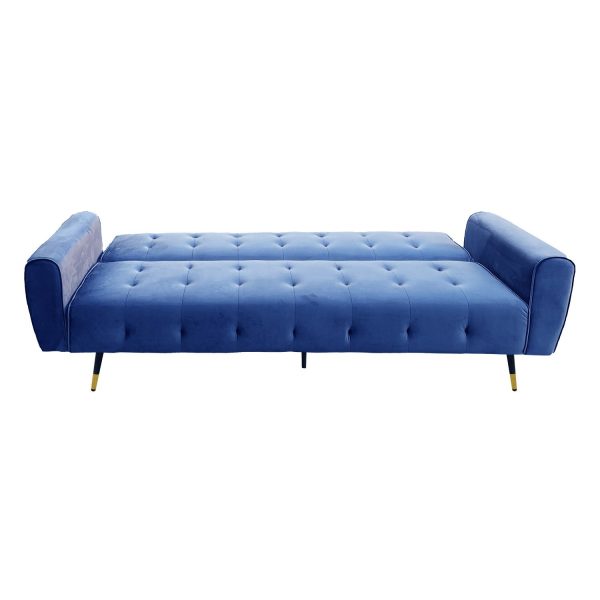 Pinole Ava Tufted Velvet Sofa Bed by Sarantino – Blue