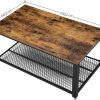 Coffee Table with Metal Frame Storage Shelf Rustic Brown