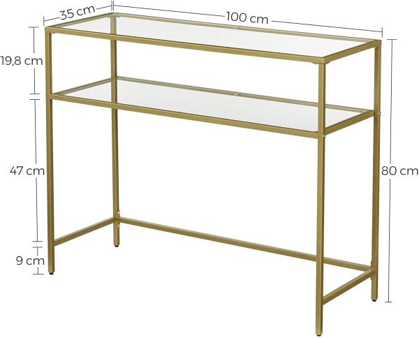Console Table Metal Frame with 2 Shelves Adjustable Feet
