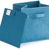 Pack of 6 Foldable Fabric Basket Bin,  Collapsible Storage Cube for Nursery, Office, Home Decor, Shelf Cabinet, Cube Organizers (Niagra Blue)