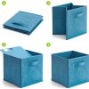 Pack of 6 Foldable Fabric Basket Bin,  Collapsible Storage Cube for Nursery, Office, Home Decor, Shelf Cabinet, Cube Organizers (Niagra Blue)