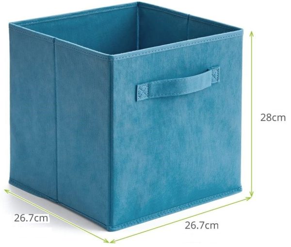 Pack of 6 Foldable Fabric Basket Bin,  Collapsible Storage Cube for Nursery, Office, Home Decor, Shelf Cabinet, Cube Organizers (Niagra Blue)