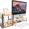 Bamboo Monitor Laptop Stand with Storage (2 Tier)