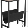 Industrial Side Table with Magazine Holder Sling and Metal Structure (Grey)