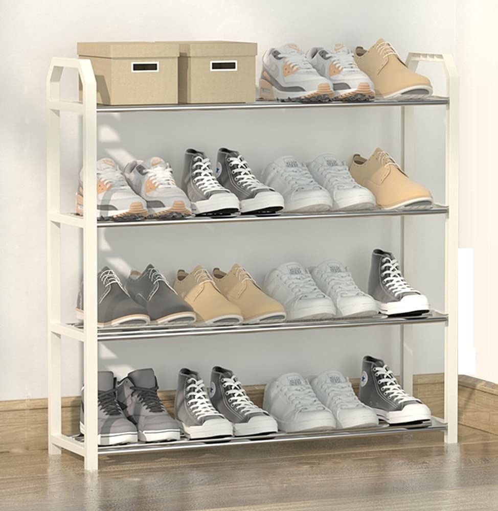 4 tier Shoe Rack Storage Organiser (White)