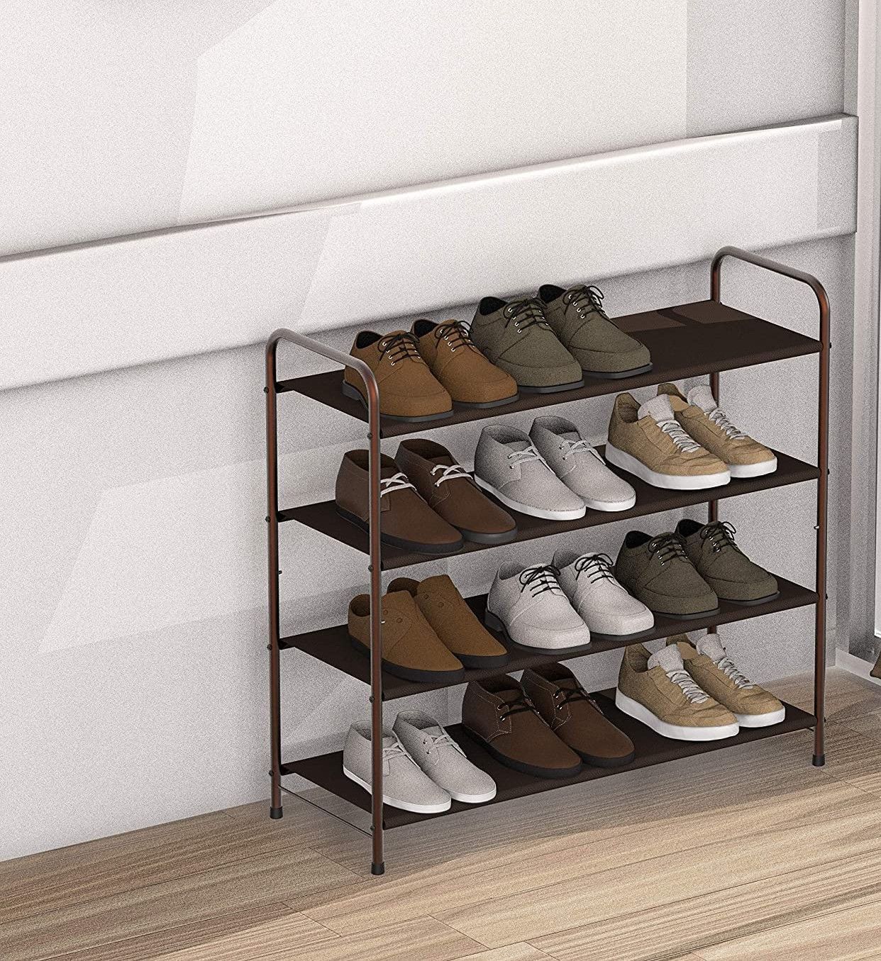 4 Tier Metal Shoe Rack Storage Organiser for Entryway and Bedroom