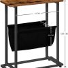 Industrial Side Table with Magazine Holder Sling and Metal Structure (Brown)