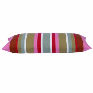 Corban Rose Pink Based Striped Cushion Cover Multicoloured Rectangle 35x70cm