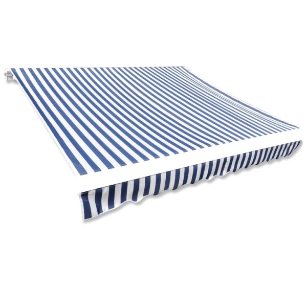 Awning Top Sunshade Canvas Blue & White 4 x 3 m