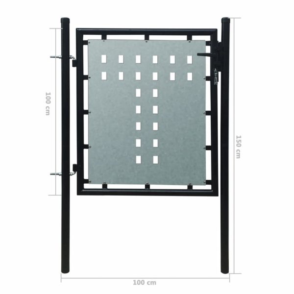 Black Single Door Fence Gate 100 x 150 cm