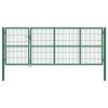 Garden Fence Gate with Posts 350×120 cm Steel Green