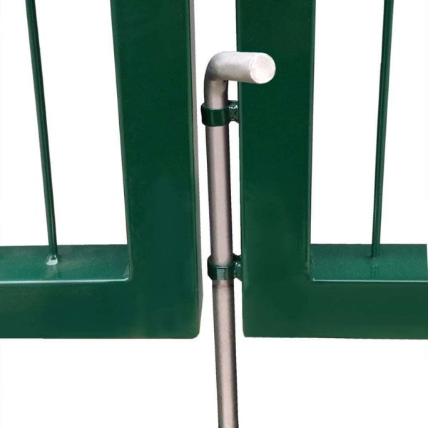 Garden Fence Gate with Posts 350×140 cm Steel Green