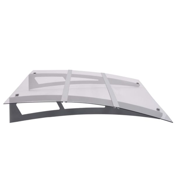 Door Canopy Silver and Transparent 120×90 cm Polycarbonate