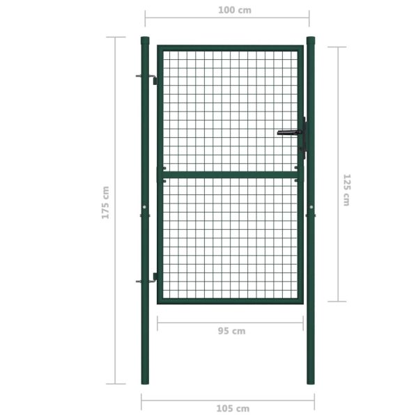 Fence Gate Steel 100×125 cm Green