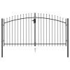 Fence Gate Double Door with Spike Top Steel 3×1.5 m Black