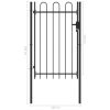 Fence Gate Single Door with Arched Top Steel 1×1.5 m Black