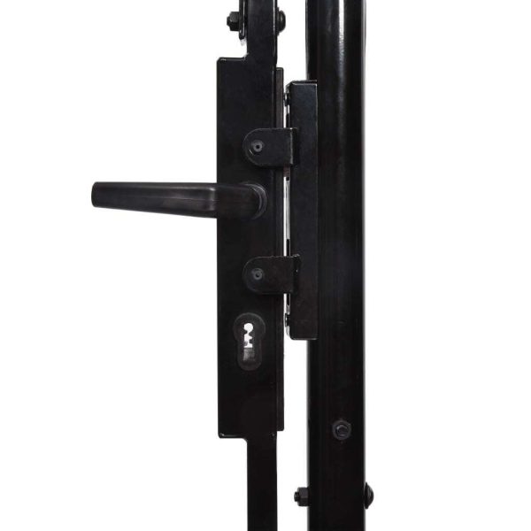Fence Gate Single Door with Spike Top Steel 1×1.5 m Black