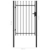 Fence Gate Single Door with Spike Top Steel 1×1.5 m Black