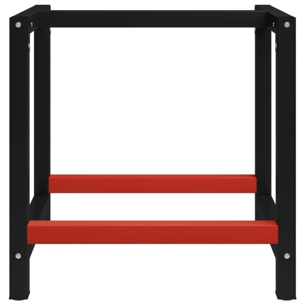 Work Bench Frame Metal 80x57x79 cm Black and Red