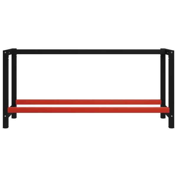 Work Bench Frame Metal 175x57x79 cm Black and Red